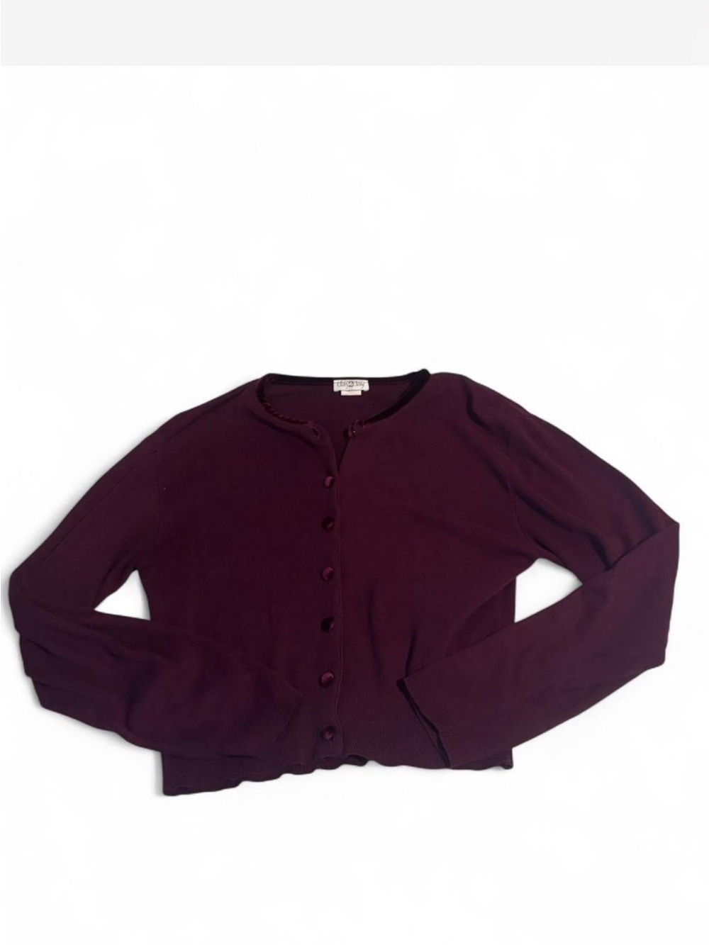 Classic Button-Front Cardigan in burgundy